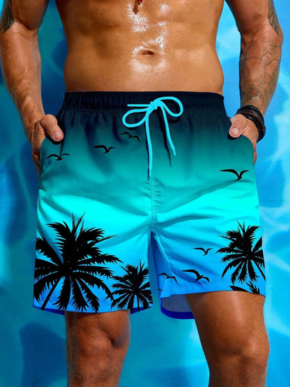 Mens Swim Trunks with Mesh Lining Side Pockets Solid Beach Shorts Quick Dry Lightweight Drawstring Board Shorts Summer Swimwear