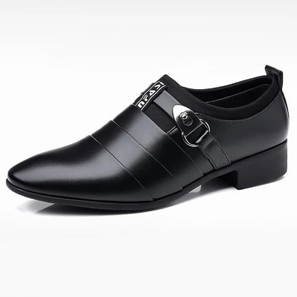 Classic Leather Shoes for Men Slip on Pointed Toe Oxfords Formal Wedding Party Office Business Casual Dress Shoes for Male