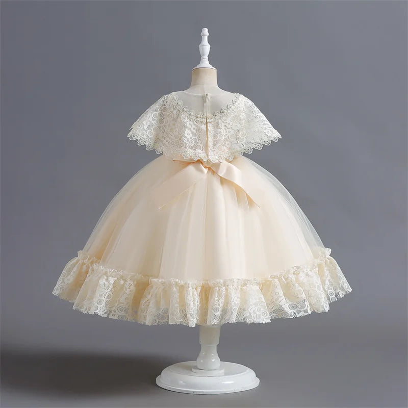 Vestido de Festa Infantil Rosa, Modelo Princesa com Saia Rodada em Tule, para Meninas de 3 a 12 Anos – Ideal para Aniversário, Natal e Cerimônias.