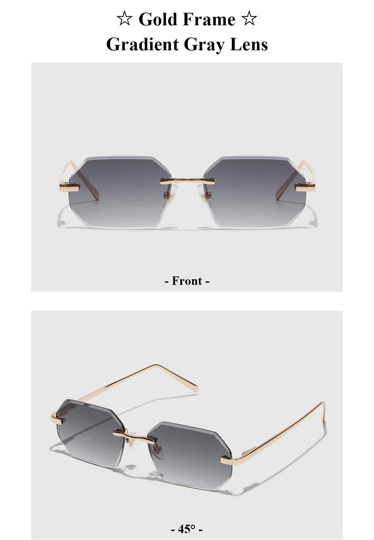 Sunglasses Men Brand Designer Fashion Rimless Sun Glasses Shades Diamond Cut Lens Ladies Frameless Metal Eye glasses