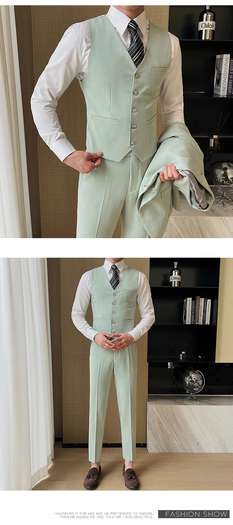 ( Jacket + Vest + Pants ) High-end Men's Slim Business Casual Suit Groom Wedding Dress Party Suit Blazers Waist Coat Trousers