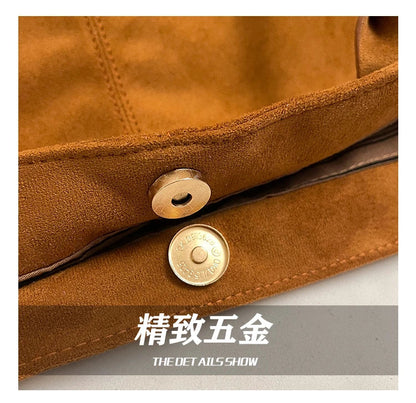 Velvet Zipper 2024 New Product Large Tote Bag Solid Large Capacity Popular Fashion Shoulder Bag Soft Simple Commuter Handbag
