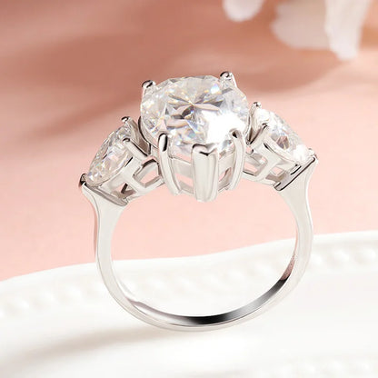 2.5/8cttw Pear Cut All Certified Moissanite Rings for Women 3 Stones Wedding Luxury Quality S925 Sterling Silver Jewelry