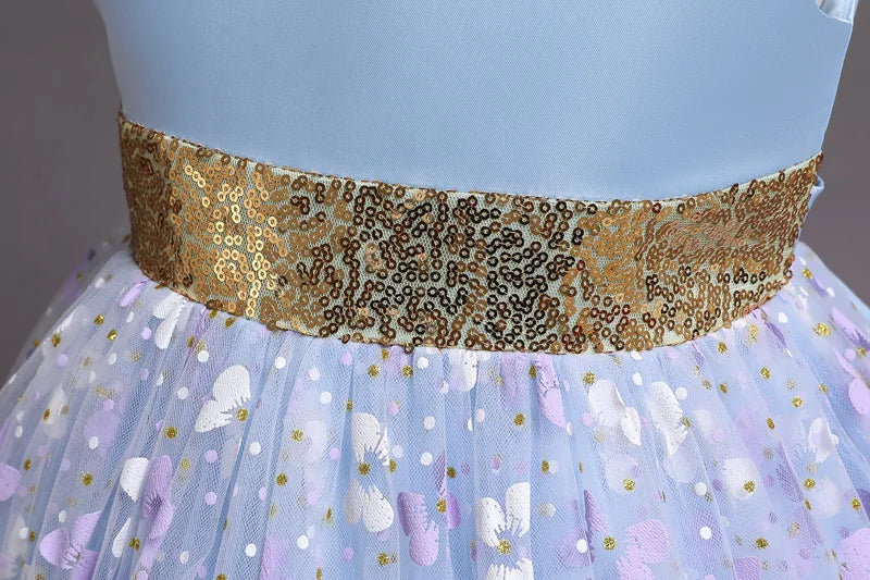 New Baby Kids Girls Elegant Printed Butterfly Flower Princess Party Tutu Dresses Children Sequins Wedding Evening Girl Clothes