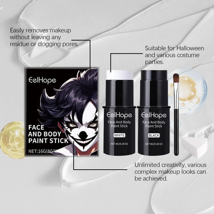 Halloween Face Paint Sticks Kit Vibrant Costume Makeup Set for Kids Adults Washable Cream-Based Face Paint for Body Art