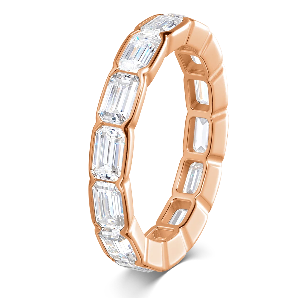 D Vvs1 3*5mm Emerald Cut Moissanite Rings for Women Full Eternity Bands Wedding Bridal Jewelry Pure S925 Silver Gift