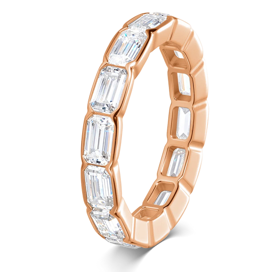D Vvs1 3*5mm Emerald Cut Moissanite Rings for Women Full Eternity Bands Wedding Bridal Jewelry Pure S925 Silver Gift