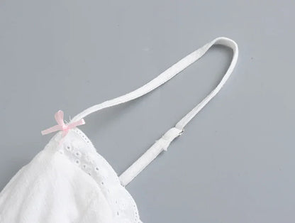 White Spliced Embroidery Lace Bra Corset style Mini Dress Women Backless Party Skater Short Sling Robe Holiday