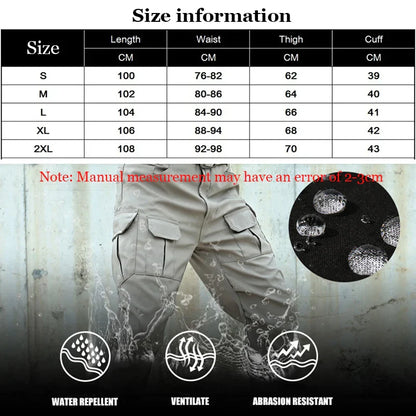 Tactical Pants For Men Casual Multi Pockets Cargo Trousers Male Quick Dry Outdoor Waterproof Work Trousers Breathable Overalls