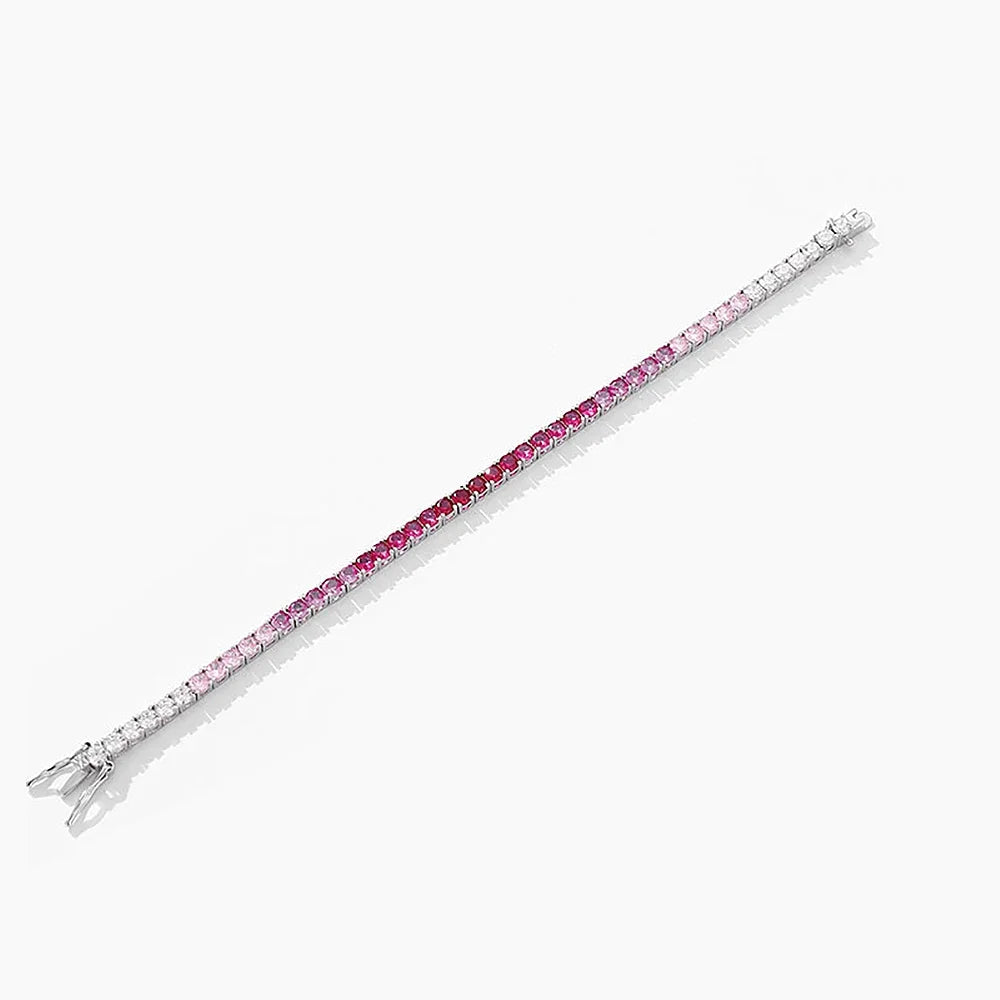 2024 Original Full 3mm Red Zircon Tennis Bracelet for Women S925 Silver Sea Blue High Carbon Gemstone Link Bracelets Gift