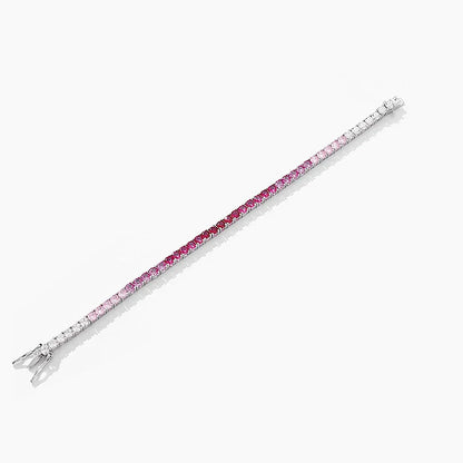 2024 Original Full 3mm Red Zircon Tennis Bracelet for Women S925 Silver Sea Blue High Carbon Gemstone Link Bracelets Gift