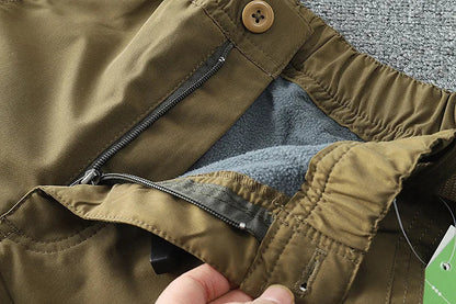 Tooling Pants Thick Waterproof Fleece Cargo Pants Men Women Winter Outdoor Multi-pockets Loose Straight Overall Long Trousers