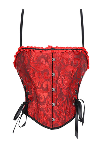Double halter lace-trimmed corset for ladies a court shaping top