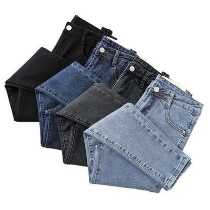 Black Grey Jeans Women's Slimming Cropped Pants
