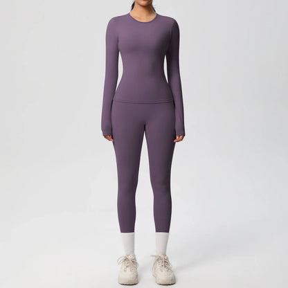 2 PCS Sportswear Yoga Set Gym Clothes Yoga Suits For Women Fitness Set Tracksuits Sports Long Sleeve Crop Top Gym Leggings