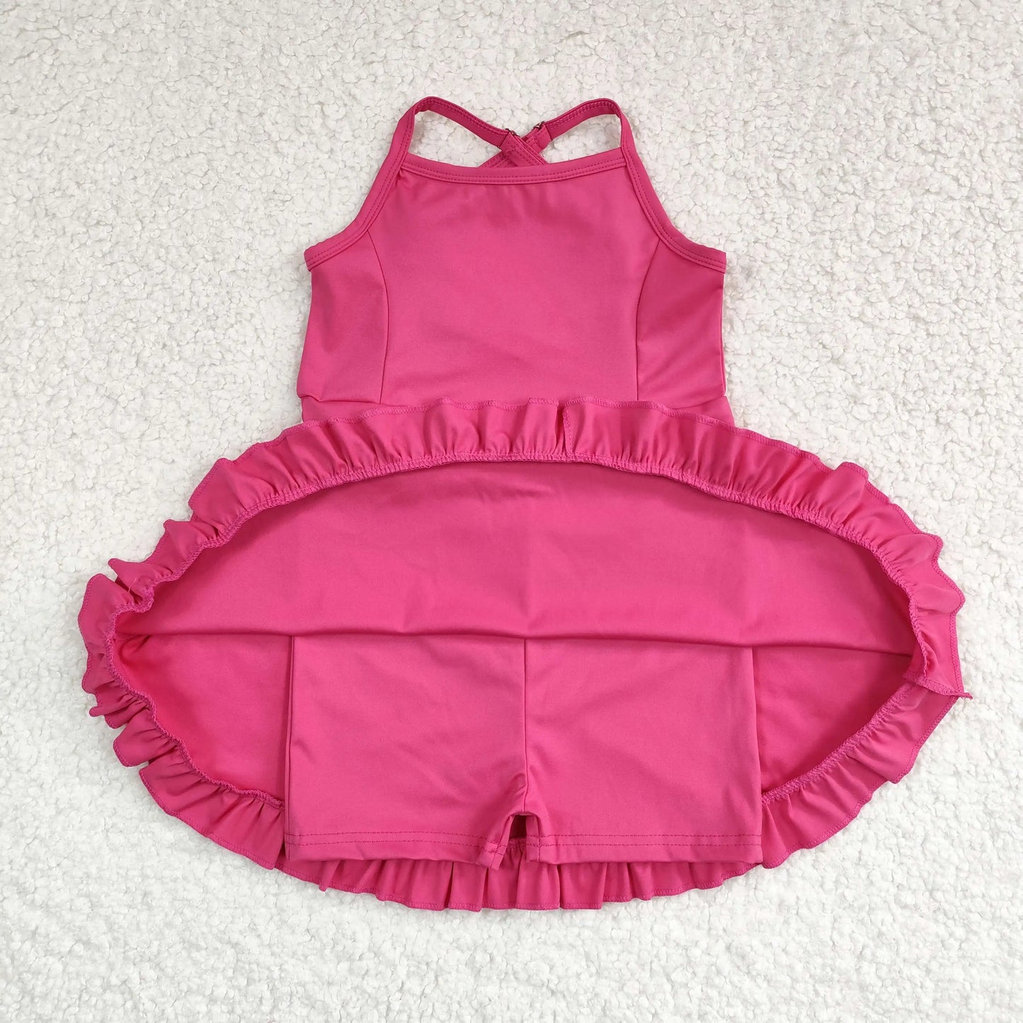 Summer Baby Girl Bows Skorts Toddler Infant Knee Length Dress Kids Children Sleeveless Yoga One Piece Strap Clothes