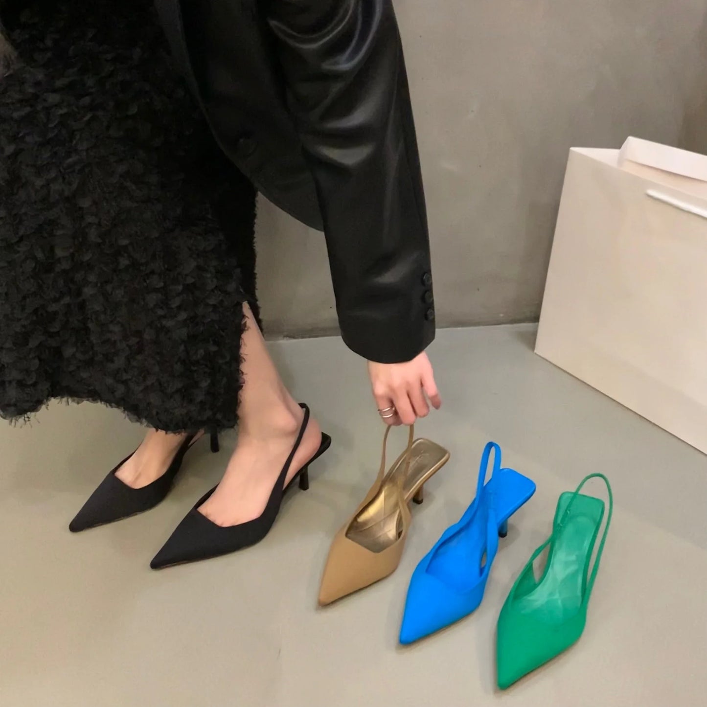 2024 Fashionable Pointed Toe Stiletto Heel Shallow Mouth New Sandals Summer Sexy Elegant Casual Stiletto Women's Shoes NO:M05