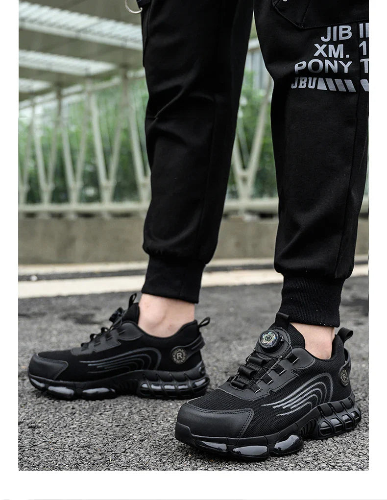 Anti-smash Steel Toe Protection Safety Shoes Men Rotating Button Work Safety Shoes for Men Anti Puncture Work Shoes Sneakers