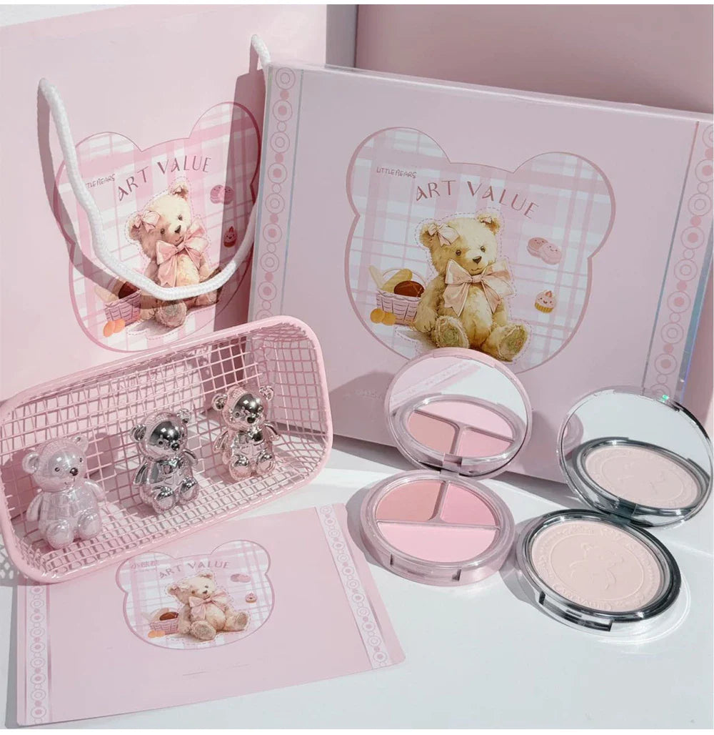 7PCs Multipurpose Makeup Sets Include 3 Matte Lip Mud,1 Pressed Powder,1 Blush,1 Eyes Palette And Necklace Cosmetics