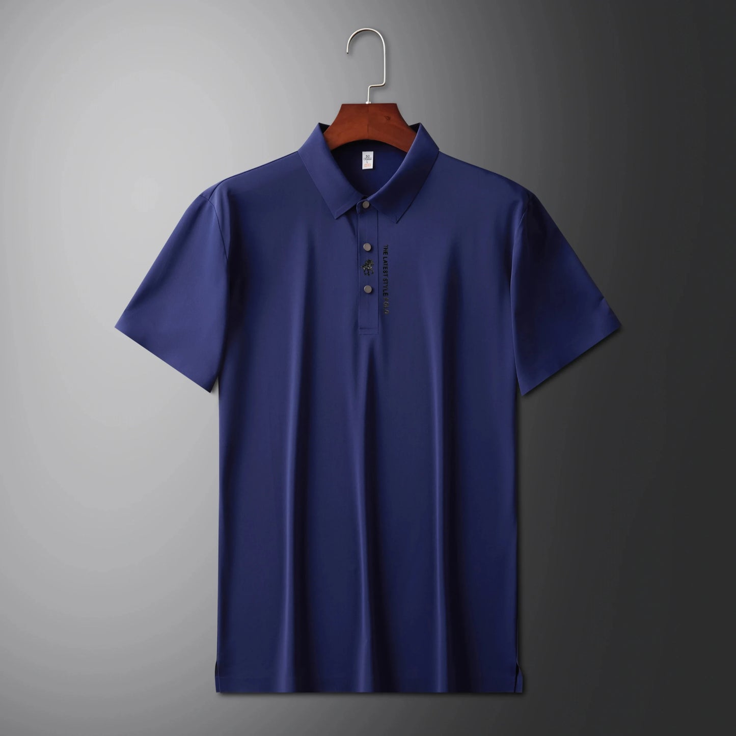 High quality silk breathable short sleeve POLO shirt men's lapel top 2024 summer new light luxury brand printed casual T-shirt