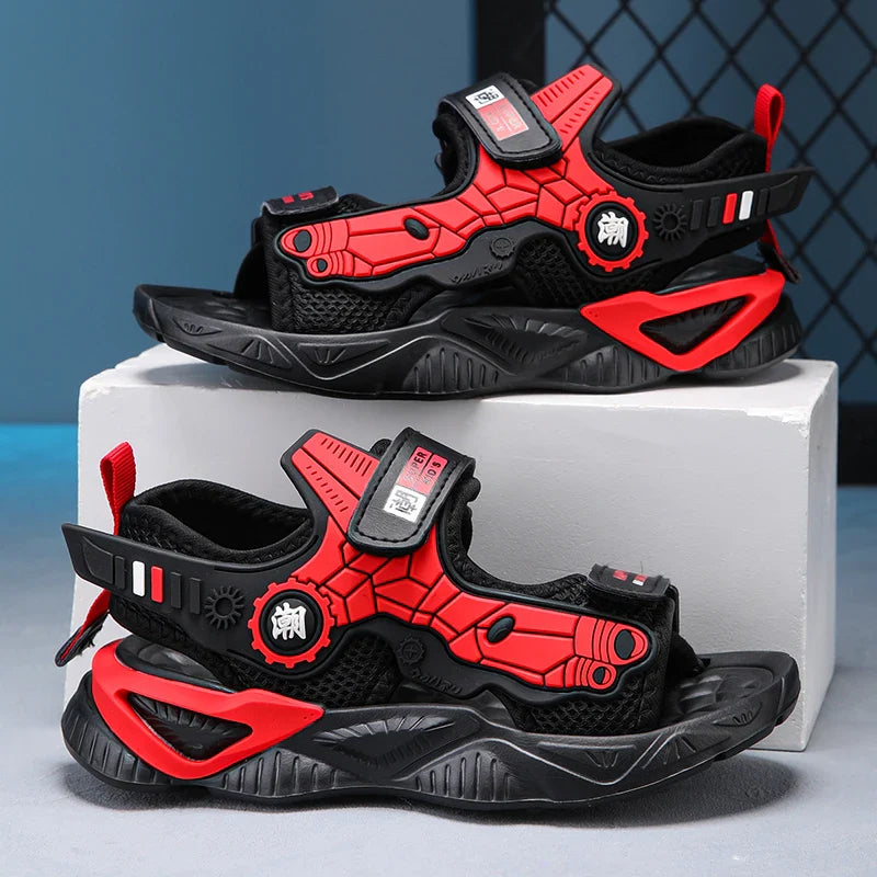 Kids Mecha Robot Style Closed Toe Sandals Adjustable Straps Breathable Summer Shoes for Boys Outdoor Beach Casual Sports Sneaker