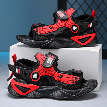 Kids Mecha Robot Style Closed Toe Sandals Adjustable Straps Breathable Summer Shoes for Boys Outdoor Beach Casual Sports Sneaker