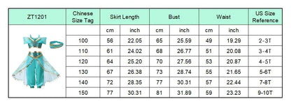 Jasmine Princess Dress for Girls Cosplay Aladdin Magic Lamp Costume Outfit Girls Halloween Kids Birthday Carnival Dance Vestidos