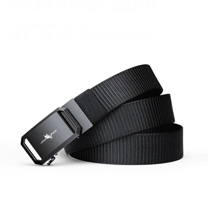 Men Business Belt Nylon Canvas Belt Black Automatic Buckle Belt Casual Simple Wild Style Trendy Jeans Belt