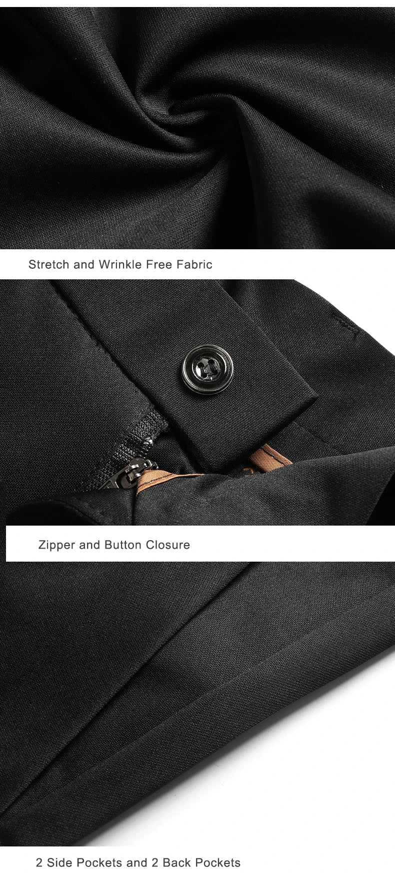 Mens Stretch Business Casual Pants Cozy Formal Dress Pants Men Regular Fit Suit Pants Work Trousers Cool Breathable