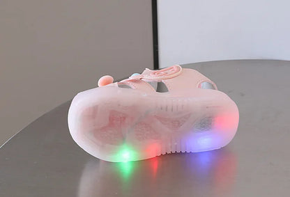 LED Light Baby Shoes 2023 Summer 0-3 Year Old Boys/girl Headband Anti Kick Sandals with Soft Soles Baby Toddler Soles Beach Shoe