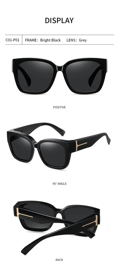 Women Polarized Sunglasses Men UV400 Night Vision Sun Glasses TR90 Big Eyeglasses Frame Driving Beach Anti Glare Shade Eyewear