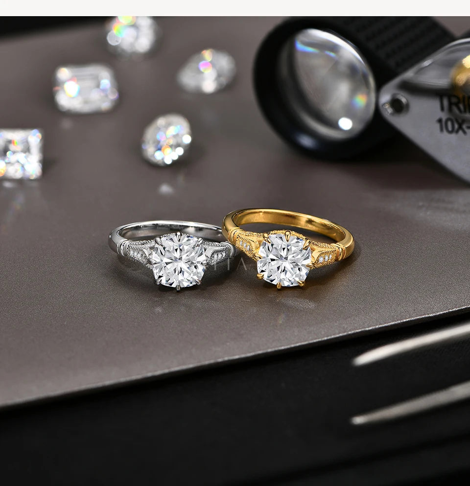 Original Design Moissanite Ring Lab Diamond Sparkling 925 Sterling Silver  for Women Engagement Fine Customized Jewelry