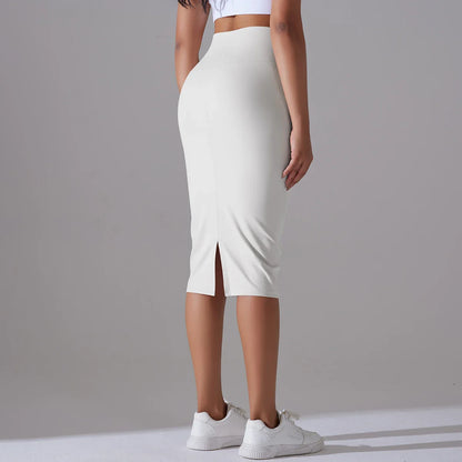 Women's Sexy Naked Feel Fabric Skinny Pencil Skirt Ladies Hips Wrap Bodycon High Waist Elastic Stretch Split Skirts