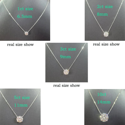 Colar Feminino de Moissanite Banhado a Ouro Branco 1-10 CT Clássico com Pingente de Quatro Garras Joia de Casamento em Prata Esterlina 925