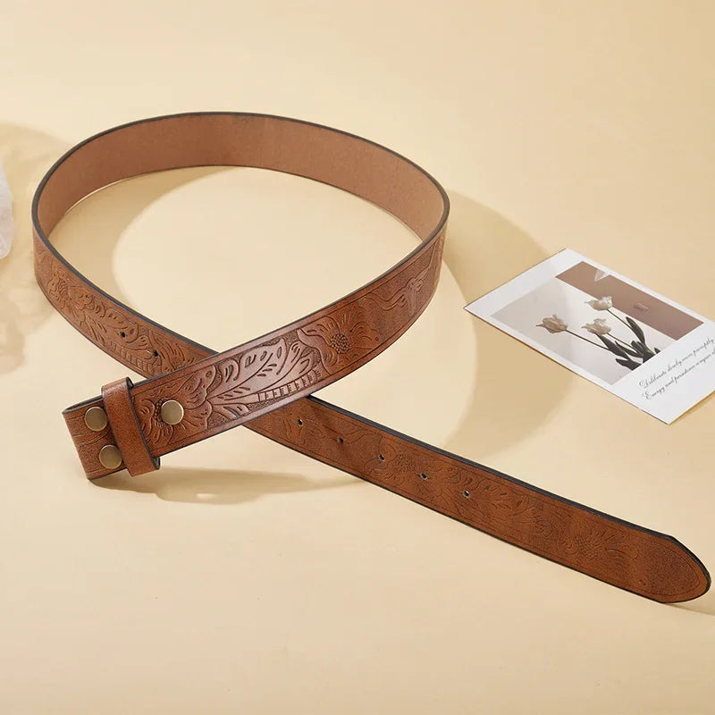 3.8cm Belts Without Buckle PU Leather Belt Body No Buckle Strap for Smooth Buckle Belt High Quality Male Belts