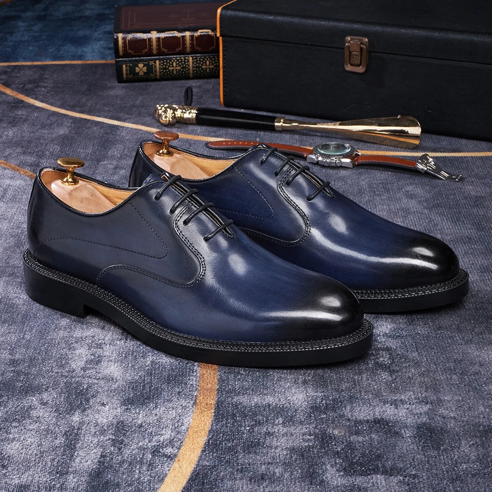 Fashion brand smooth Oxford shoes business formal leather shoes men's 2025 winter high heels wedding pointed office shoes
