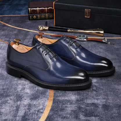Fashion brand smooth Oxford shoes business formal leather shoes men's 2025 winter high heels wedding pointed office shoes