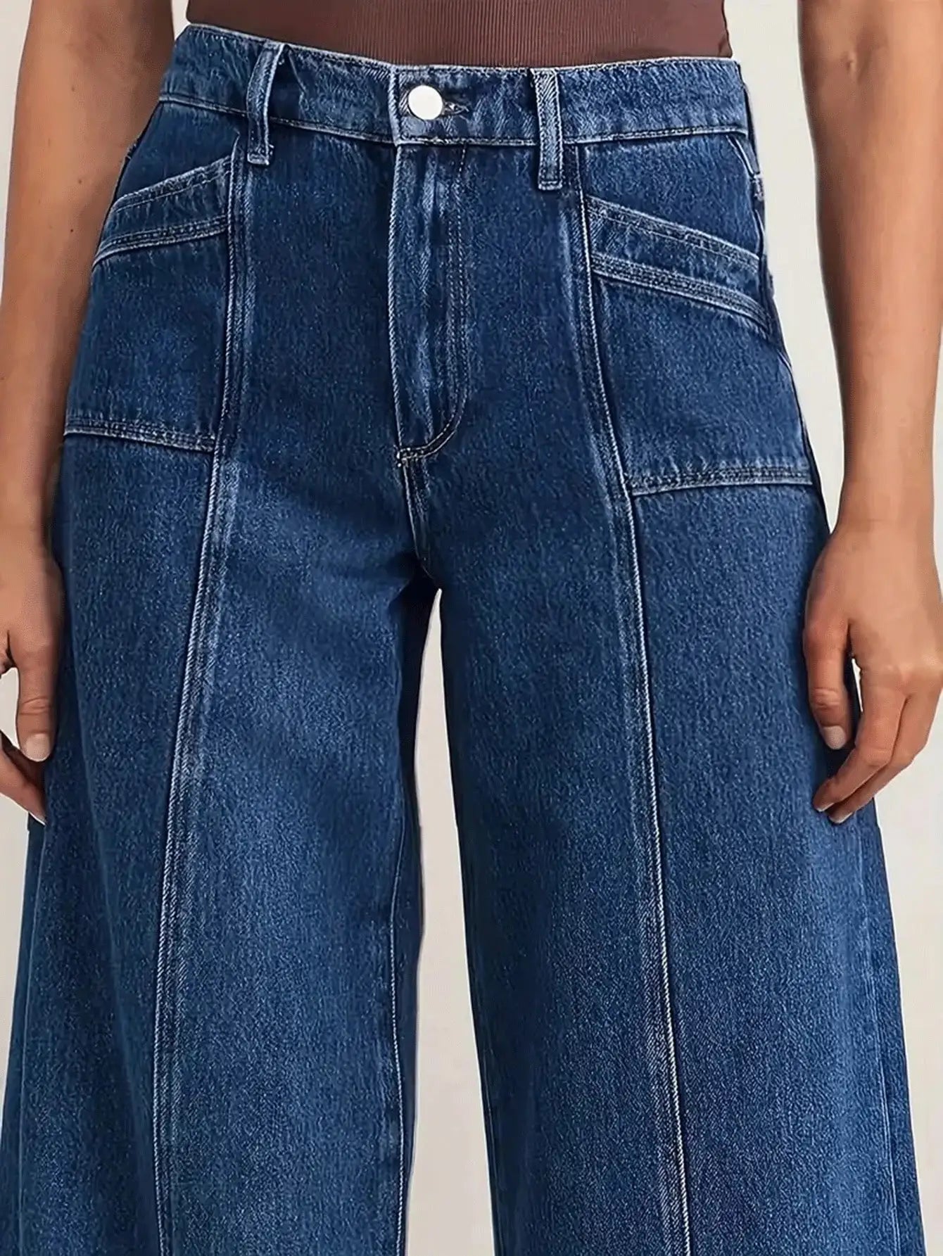 Women’s Deep Blue Wide Leg Jeans - Stylish Denim Trousers
