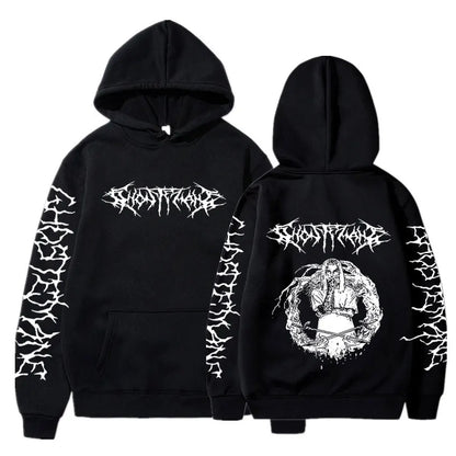 Ghostemane Double Sided Print Hoodie Men's Fashion Hip Hop Metal Rock Hoodies Gothic Oversized Sweatshirt Tracksuit Streetwear