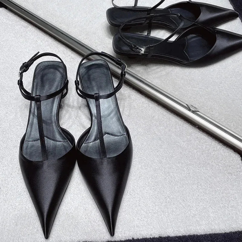 Sexy Pointed Toe Satin Low Heel Sandals Women Elegant Ankle Strap Kitten Heels Women Pumps Summer Fashion Casual Heels Sandals
