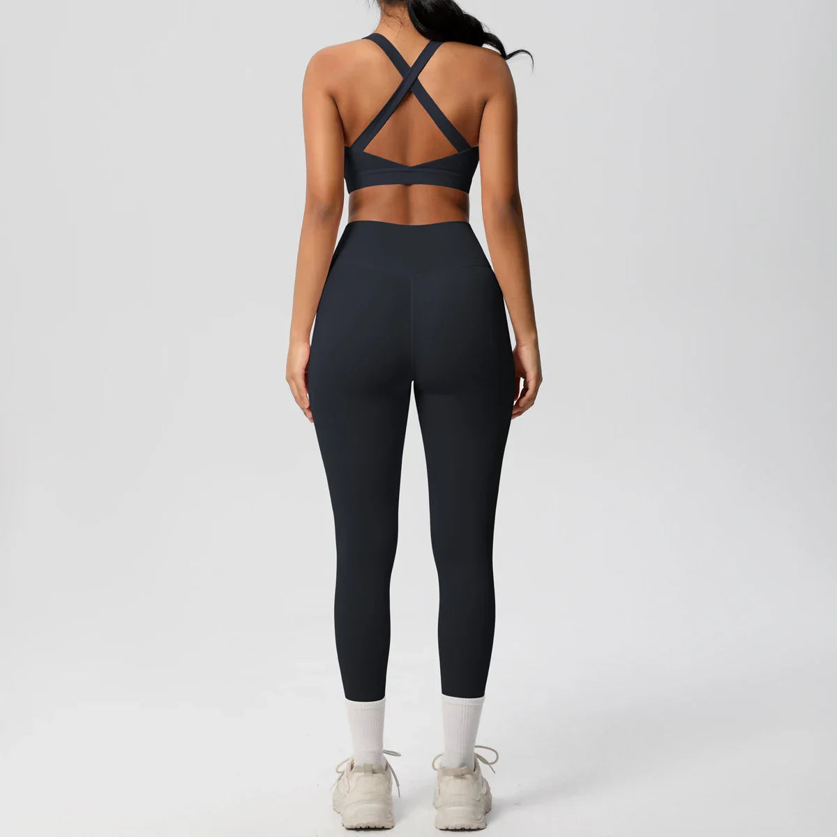 Women 2pcs Patchwork Sport Yoga Suit Training Sleeveless Sport Gym Tops  Tummy Control Slimming Booty Leggings Yoga Suit Sports