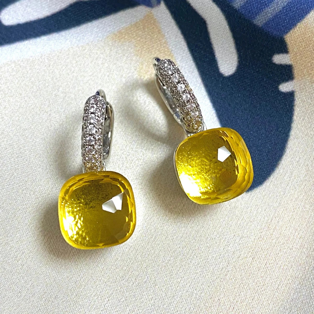 Classic Candy Color Earrings Inlay Transparent Zircon 27Colors Crystal Earrings Platinum Plated Fashion Jewelry For Women