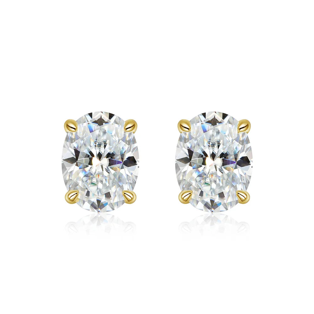 1ct-4ct Oval Moissanite Wedding Earrings For Women S925 Silver Plated 18K Gold Can Pass Diamond Test Party Earrings Gift