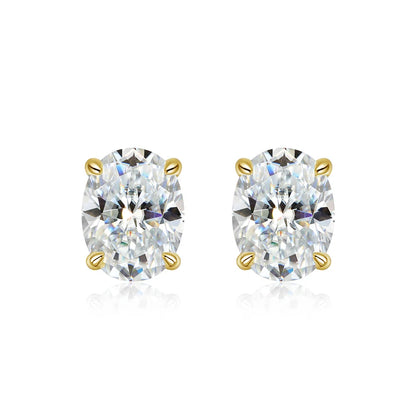 1ct-4ct Oval Moissanite Wedding Earrings For Women S925 Silver Plated 18K Gold Can Pass Diamond Test Party Earrings Gift
