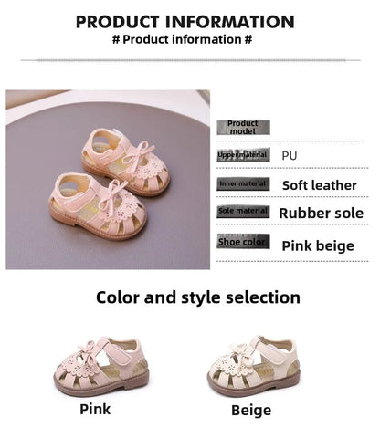 Summer Baby Girls Sandals Cut-Outs Lace Princess Shoes Children Sandals Anti Slip Soft Sole Toddler Kids Beach Shoes Size 15-25