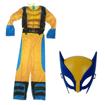 Kids Wolverine Costume Superhero Cosplay Suit Halloween Jumpsuit with Game Claws and Mask Boys' & Girls' Holiday  Costumes