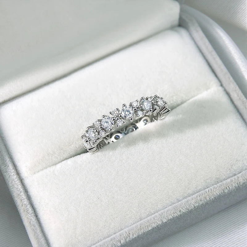 1.56CTTW 100% All Moissanite Wedding Rings for Women Dating Ring Full Eternity Bands S925 Sterling Silver Plated 18k GRA
