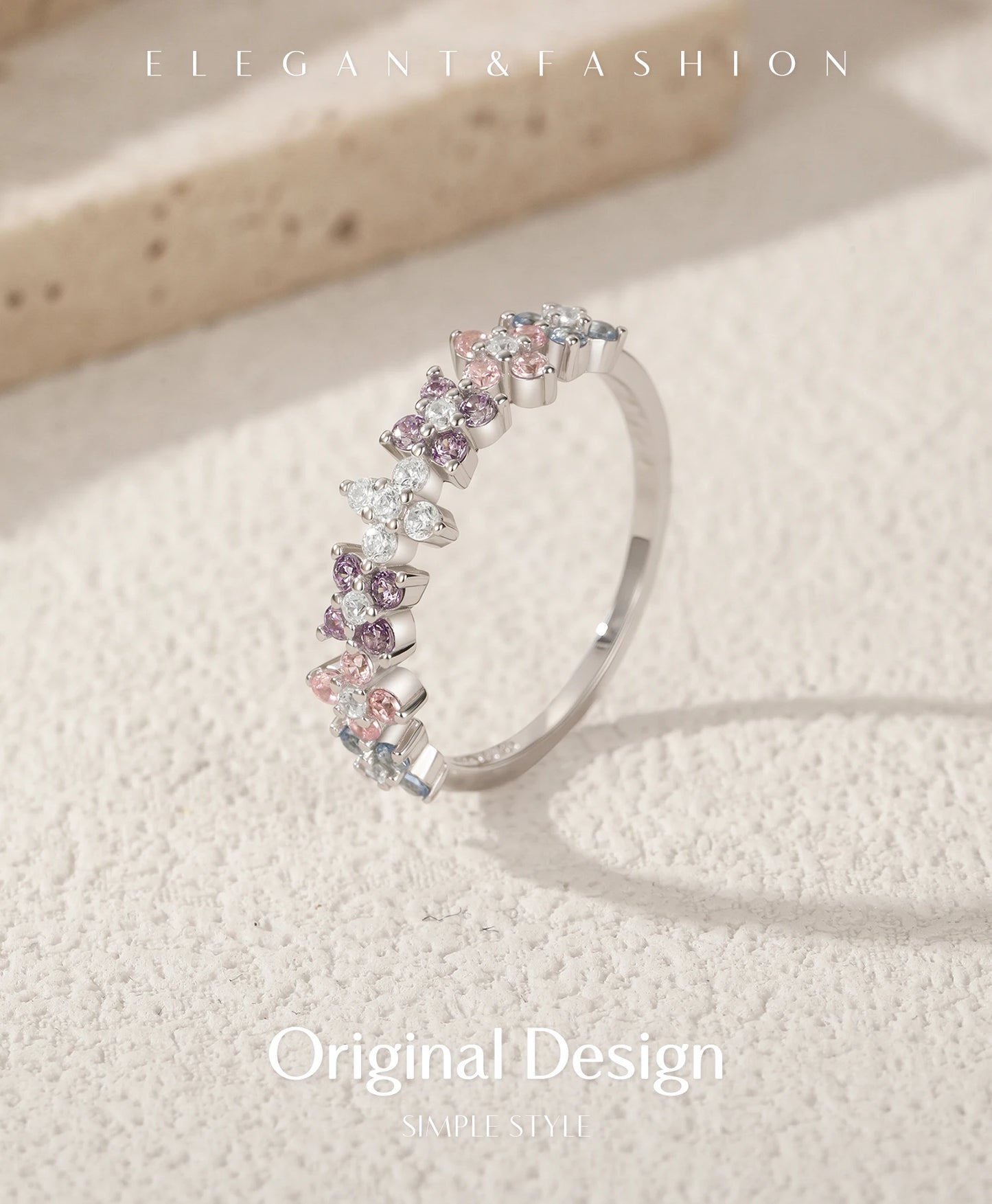 925 Sterling Silver Lucky Four-Leaf Clover Zirconia Eternity Band Rings For Women Fine Wedding Jewelry Accessories