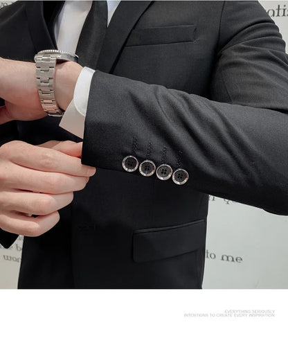 Suit Men's (Blazer+ Vest + Pants) 2025 Business Gentleman Fashionable and Fitted Casual Work Solid-color Wedding Best Man Suit