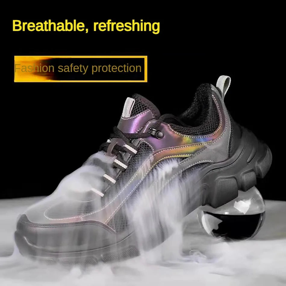Safety Shoes Lightweight Steel Toe Anti Smashing Piercing Women's Men's Work Sneakers Reflective Indestructible Protective Boots
